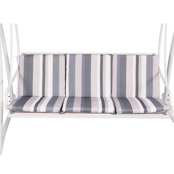 Gardeon Outdoor Swing Chair Garden Bench Furniture Canopy 3 Seater White Grey - RnR Galore