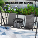 Gardeon Outdoor Swing Chair Garden Chair Canopy Cup Holder 2 Seater Grey - RnR Galore