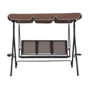Gardeon Outdoor Swing Chair Garden Chair Canopy Cup Holder 3 Seater Brown - RnR Galore