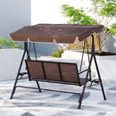 Gardeon Outdoor Swing Chair Garden Chair Canopy Cup Holder 3 Seater Brown - RnR Galore