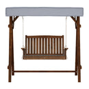 Gardeon Outdoor Wooden Swing Chair Garden Bench Canopy Cushion 2 Seater Charcoal - RnR Galore
