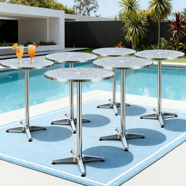 Gardeon Set of 6 Outdoor Bar Table Aluminium Round 70/110CM - RnR Galore