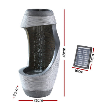 Gardeon Solar Fountain Water Feature Bird Bath Outdoor Garden Cascade 48CM Grey - RnR Galore