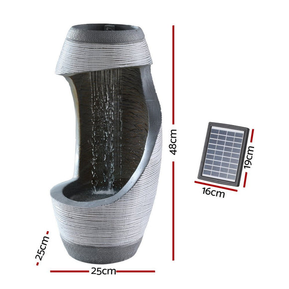 Gardeon Solar Fountain Water Feature Bird Bath Outdoor Garden Cascade 48CM Grey - RnR Galore