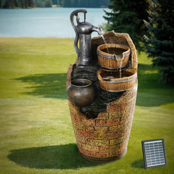 Gardeon Solar Fountain Water Feature Outdoor Cascading Hand Pump Design 80CM - RnR Galore