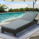 Gardeon Sun Lounge Wicker Lounger Outdoor Furniture Day Bed Wheels Patio Black - RnR Galore