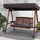 Gardeon Wooden Swing Chair Garden Bench Canopy 3 Seater Outdoor Furniture - RnR Galore