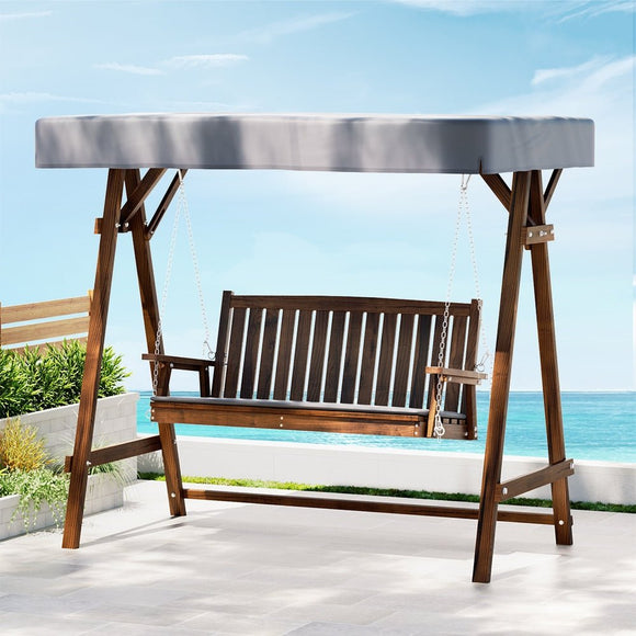 Gardeon Wooden Swing Chair Garden Bench Canopy 3 Seater Outdoor Furniture - RnR Galore