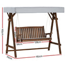 Gardeon Wooden Swing Chair Garden Bench Canopy 3 Seater Outdoor Furniture - RnR Galore