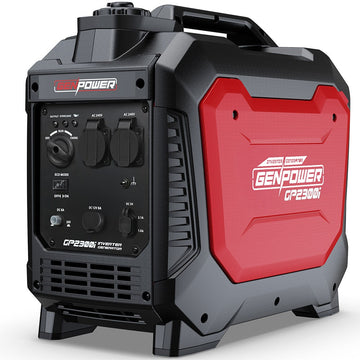 GENPOWER 2.3kW Peak 1.8kW Inverter Generator, 2x15A, 12V, USB, Portable, Petrol, Camping, Home Backup - RnR Galore