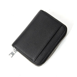 Genuine Leather RFID Blocking Accordion Card Holder & Coin Purse - Large Capacity Zip Wallet(black) - RnR Galore