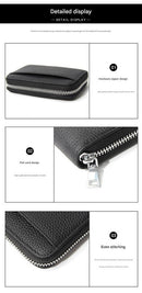 Genuine Leather RFID Blocking Accordion Card Holder & Coin Purse - Large Capacity Zip Wallet(blue) - RnR Galore