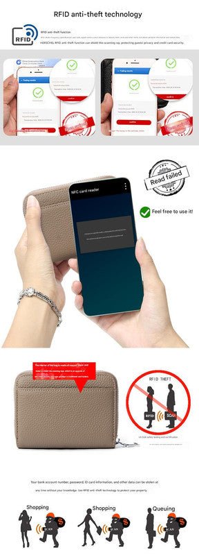 Genuine Leather RFID Blocking Accordion Card Holder & Coin Purse - Large Capacity Zip Wallet(green) - RnR Galore