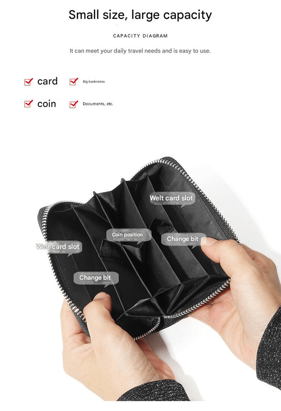 Genuine Leather RFID Blocking Accordion Card Holder & Coin Purse - Large Capacity Zip Wallet(purple) - RnR Galore