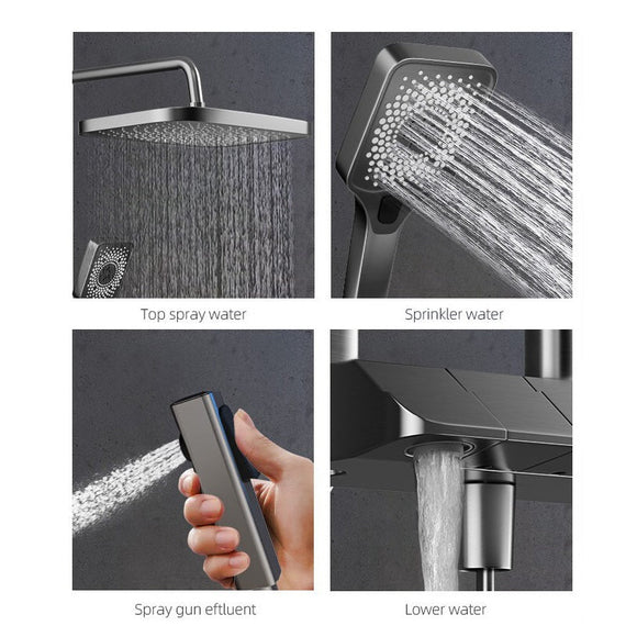 Geobella S31 Luxury Shower System Hot Cold Mixer Shower Set Bathroom Thermostatic SPA Rainfall Bath Tap Bathtub Wall Mount LED Digital Faucet - RnR Galore