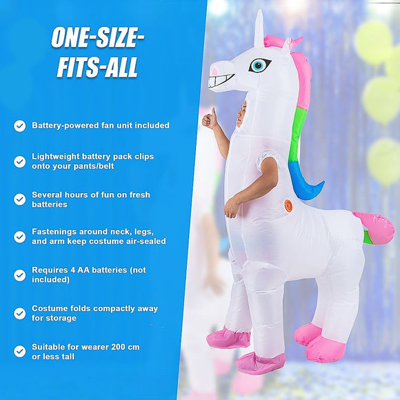 Giant Unicorn Fancy Dress Fan Inflatable Costume Suit - RnR Galore