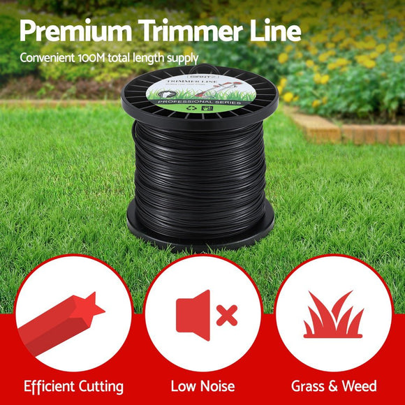 Giantz 100M Whipper Snipper Trimmer Line 2.4mm Star Nylon String Cord Black - RnR Galore