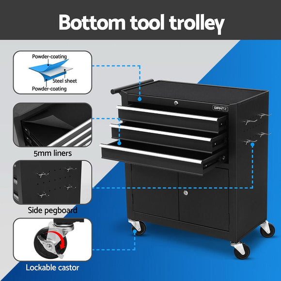 Giantz 13 Drawer Tool Box Cabinet Chest Toolbox Storage Garage Organiser Black - RnR Galore