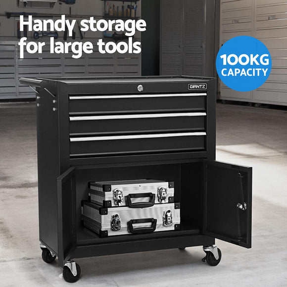 Giantz 13 Drawer Tool Box Cabinet Chest Toolbox Storage Garage Organiser Black - RnR Galore