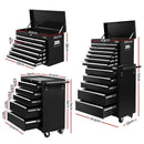 Giantz 15 Drawers Tool Chest Trolley Toolbox 2 - in - 1 Storage Black - RnR Galore