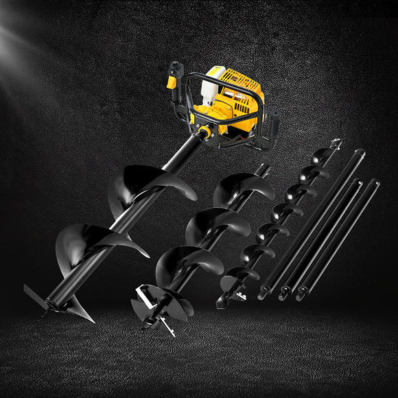 Giantz 82CC Post Hole Digger Petrol Motor Drill Extension Auger Bits Kits - RnR Galore