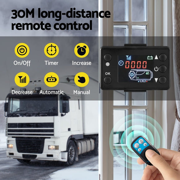 Giantz Diesel Air Heater 12V 5KW LCD Display Remote Control for Car Bus RV Indoor 10L - RnR Galore