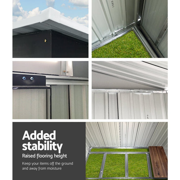 Giantz Garden Shed 1.94x1.21M w/Metal Base Sheds Outdoor Storage Tool Steel House Sliding Door - RnR Galore