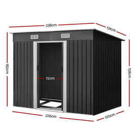 Giantz Garden Shed 2.38x1.31M w/Metal Base Sheds Outdoor Storage Tool Workshop Sliding Door - RnR Galore