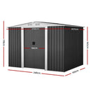 Giantz Garden Shed 2.58x2.07M Sheds Outdoor Storage Workshop Metal Shelter Sliding Door - RnR Galore