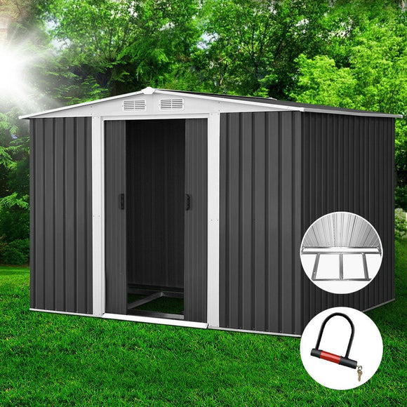 Giantz Garden Shed 2.58x2.07M w/Metal Base Sheds Outdoor Storage Double Door Tool - RnR Galore