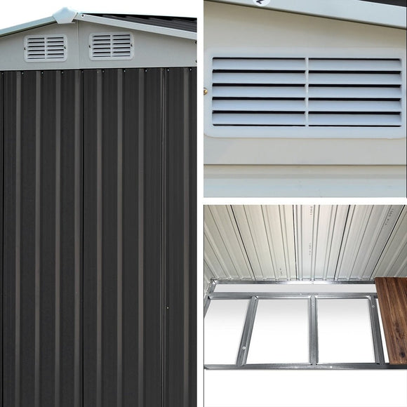Giantz Garden Shed 2.58x2.07M w/Metal Base Sheds Outdoor Storage Double Door Tool - RnR Galore