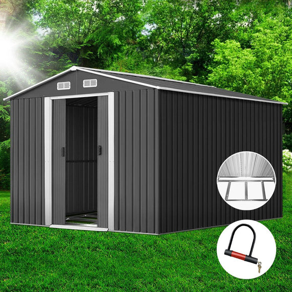 Giantz Garden Shed 2.6x3.9M w/Metal Base Sheds Outdoor Storage Workshop Tool Shelter Sliding Door - RnR Galore