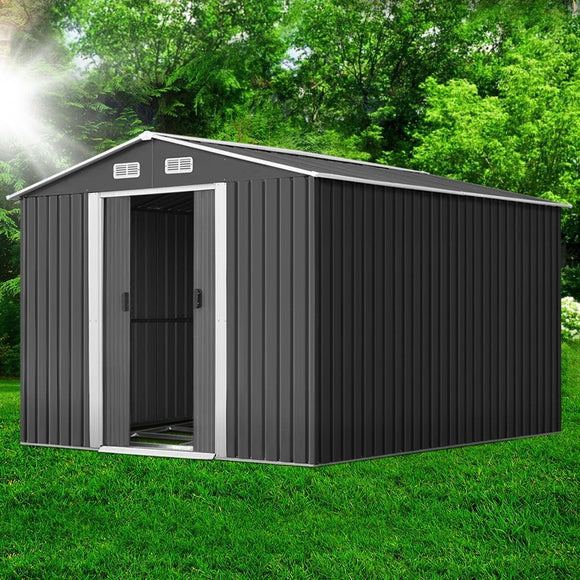 Giantz Garden Shed 2.6x3.9M w/Metal Base Sheds Outdoor Storage Workshop Tool Shelter Sliding Door - RnR Galore