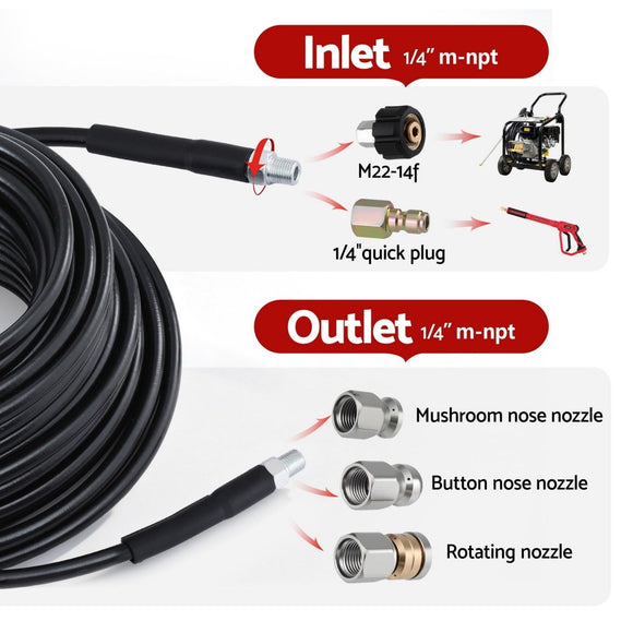 Giantz Pressure Washer Hose 30M 5800PSI Power Replacement Extension 1/4'' Quick Connect - RnR Galore