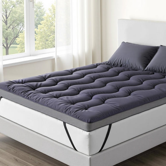 Giselle 5cm Mattress Topper Pillowtop toppers Bamboo Charcoal Double - RnR Galore