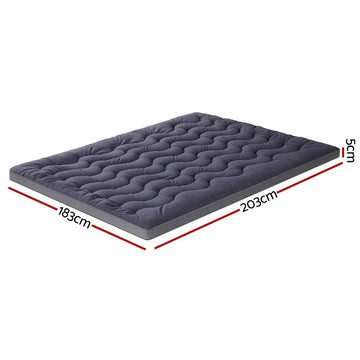 Giselle 5cm Mattress Topper Pillowtop toppers Bamboo Charcoal King - RnR Galore