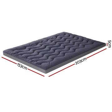 Giselle 5cm Mattress Topper Pillowtop toppers Bamboo Charcoal Queen - RnR Galore