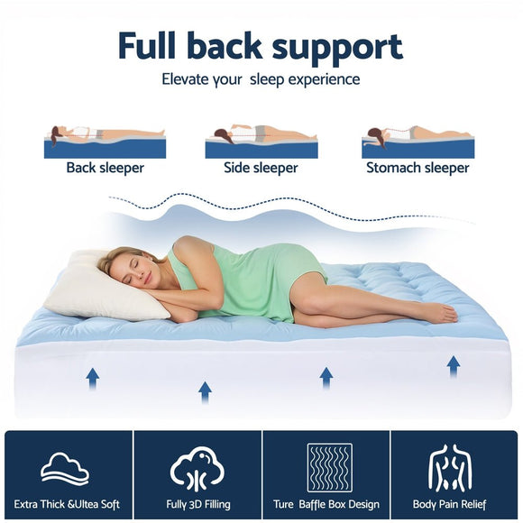 Giselle 5cm Mattress Topper Pillowtop toppers Double - Sided Queen - RnR Galore