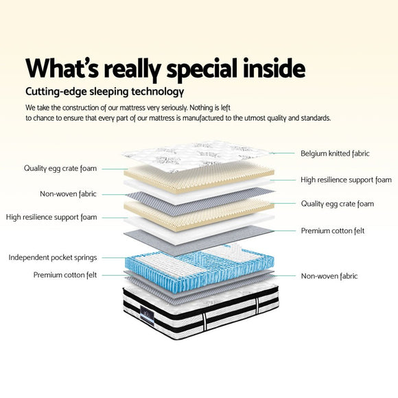 Giselle Bedding 34cm Mattress Euro Top Pocket Spring Super King - RnR Galore
