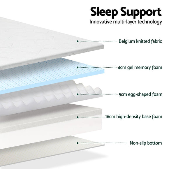 Giselle Bedding Memory Foam Mattress Bed Cool Gel Non Spring 25cm Single - RnR Galore