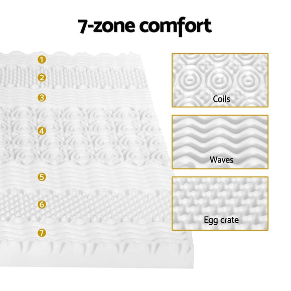 Giselle Bedding Memory Foam Mattress Topper 7 - Zone Airflow Pad 8cm Double White - RnR Galore
