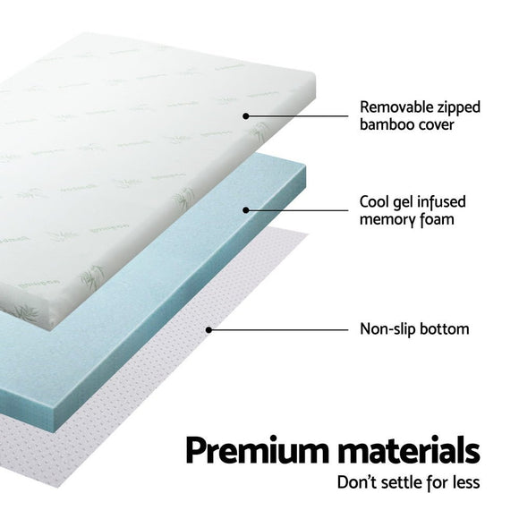 Giselle Bedding Memory Foam Mattress Topper Cool Gel Bed Mat Bamboo 10cm Double - RnR Galore