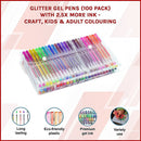 Glitter Gel Pens (100 pack) with 2.5X More Ink - Craft, Kids & Adult Colouring - RnR Galore