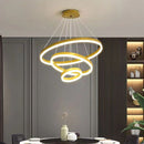 Gold 4 Rings Minimalist LED Pendant Light Adjustable Circular Chandelier - RnR Galore