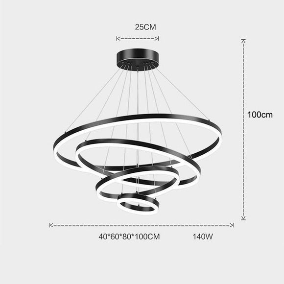 Gold 4 Rings Minimalist LED Pendant Light Adjustable Circular Chandelier - RnR Galore