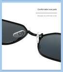 Gold Frame and Black Grey Lenses Modern Retro Geometric Sunglasses - Chic Metal Frame with UV400 Lenses and Black PU Leather Protective Case - RnR Galore