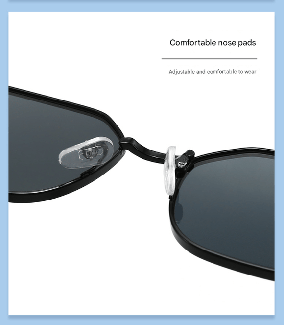 Gold Frame and Black Grey Lenses Modern Retro Geometric Sunglasses - Chic Metal Frame with UV400 Lenses and Black PU Leather Protective Case - RnR Galore