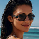 Gold Frame and Black Grey Lenses Modern Retro Geometric Sunglasses - Chic Metal Frame with UV400 Lenses and Black PU Leather Protective Case - RnR Galore