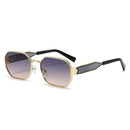 Gold Frame and Grey Lenses Modern Retro Geometric Sunglasses - Chic Metal Frame with UV400 Lenses and Black PU Leather Protective Case - RnR Galore
