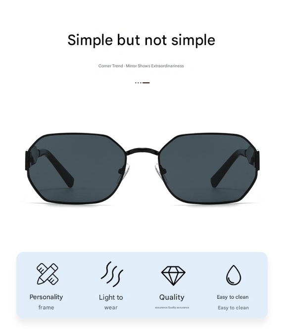 Gold Frame and Grey Lenses Modern Retro Geometric Sunglasses - Chic Metal Frame with UV400 Lenses and Black PU Leather Protective Case - RnR Galore